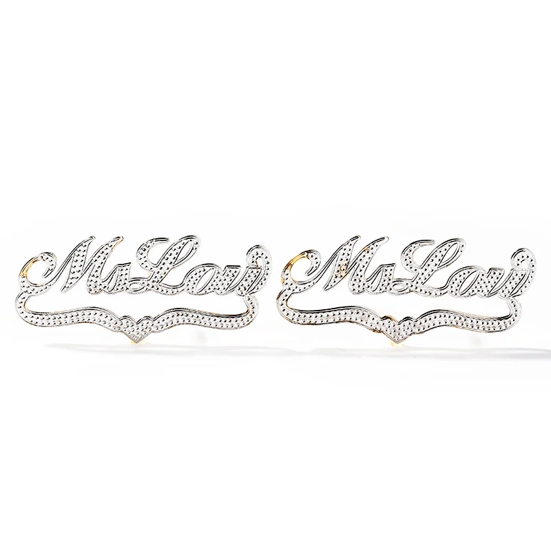 Personalized 3D Carved Name Stud Earrings Custom Stainless Steel  Two Color Single Layer Letter Pendant Earrings For Women Gift