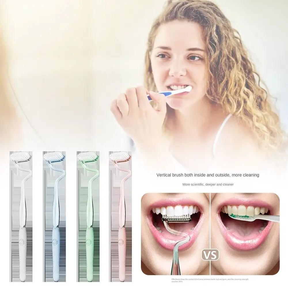 Cepillo de dientes en forma de S para hombres y adultos, cerdas suaves y ligeras, cepillo Vertical electrochapado, Color aleatorio