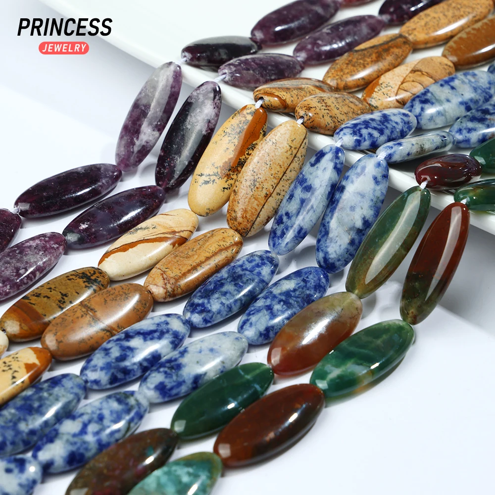 

A+ Natural 12*30mm Marquise Beads Lepidolite Picture Jasper Sodalite Indian Agate Loose Gemstone Beads for Jewelry Making DIY