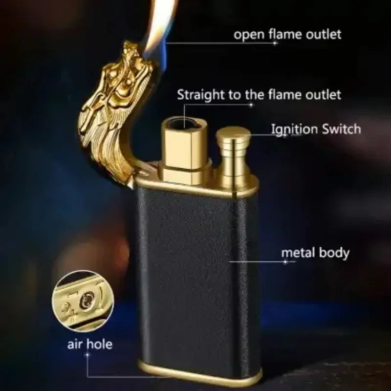 Unique Refillable Butane Flame Jet Lighter Creative Dragon Shape  Dragon Design Fire Switch Luminous Cigarette Cigar Lighters