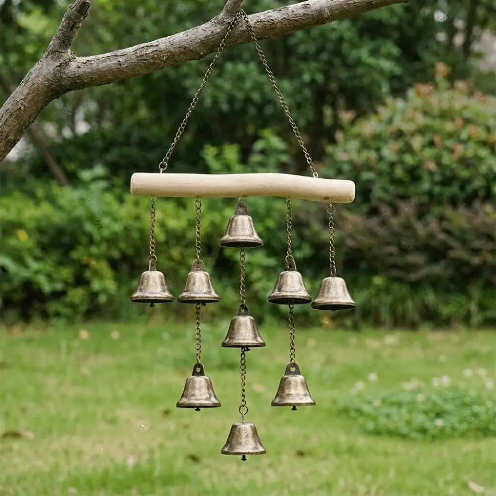 Decorative Chain Vintage Metal Wind Chime Crisp Sound Decorative Iron Art Wind Chime Metal Bells Entry Door Reminder Balconies