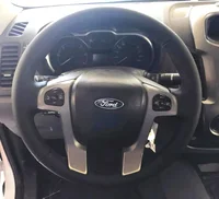 Accesorios de Interior de coche cosidos a mano para Ford Ranger 2012-2015 2017 protector para volante de coche cubierta de cuero Napa antideslizante trenzada