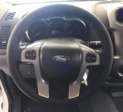 Hand-stitched car Interior Accessories for Ford Ranger 2012-2015 2017 Car Steering Wheel Cover Braid Non-Slip Napa Leather Cover