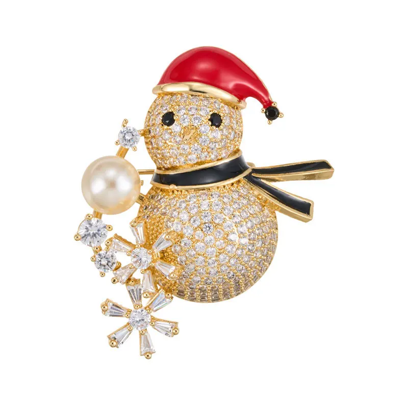 

New Fashion Cute Lovely Enamel Snowman Brooches for Women Rhinestone Christmas Day New Year Brooch Pins Clothes Accessories