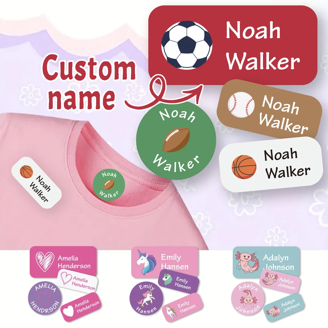 

Наклейки с именем на заказ, 140 шт., 2 листа, водонепроницаемые персонализированные этикетки для школы, одежды, бутылок, ланч-боксов, детского сада, лагеря, детей