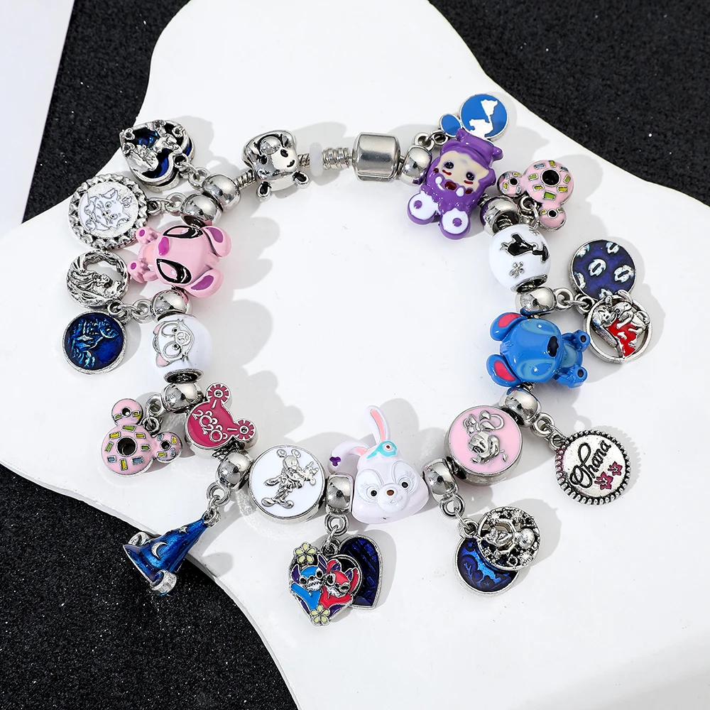 New European and American animated Lilo and Stitch cartoon Stitch bracelet creative DIY alloy Pan family bracelet jewelry