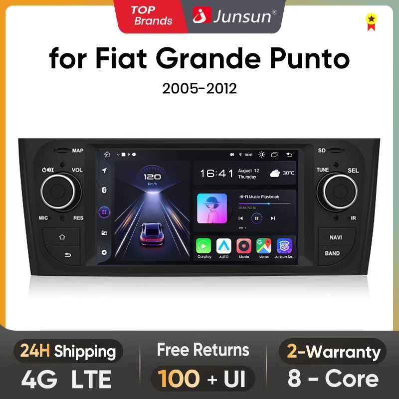 Junsun Android13 Car Radio For Fiat Grande Punto 2005-2012 Car Smart Systems For Apple Carplay FM GPS SWC BT