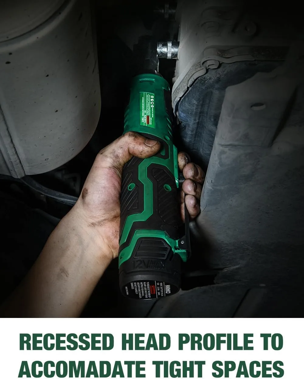 40ft-lbs draadloze elektrische ratelsleutelset, 400 RPM, 12 V met snellader, 7 stopcontacten en adapter