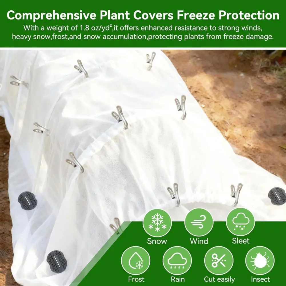 Plant Frost Cover Frost Protection Fabric Thickened Frost Cloth Blanket Garden Plant Cover Kit Reusable Outdoor Row for Winter