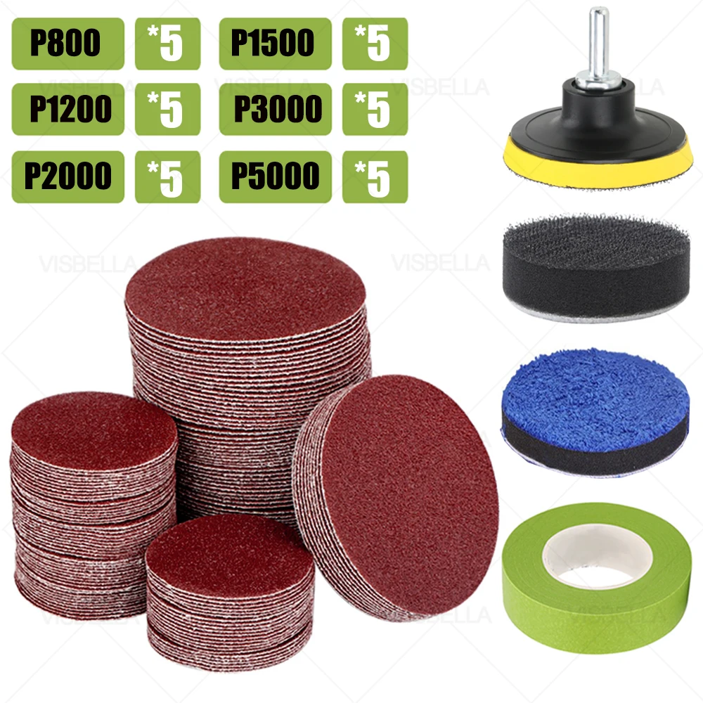 

3Inch 75mm Car Polishing Kits Sandpaper Discs Pad for Car Light Kit Polisher Repair Headlight Set Wheel Wood Polishing Hand Tool