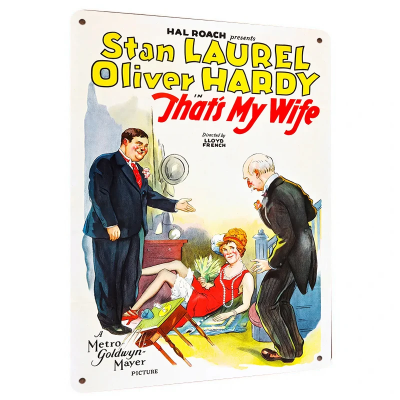 Vintage Laurel Hardy Movie Poster Metal Tin Sign Classic Comedy Film Home Wall Decor