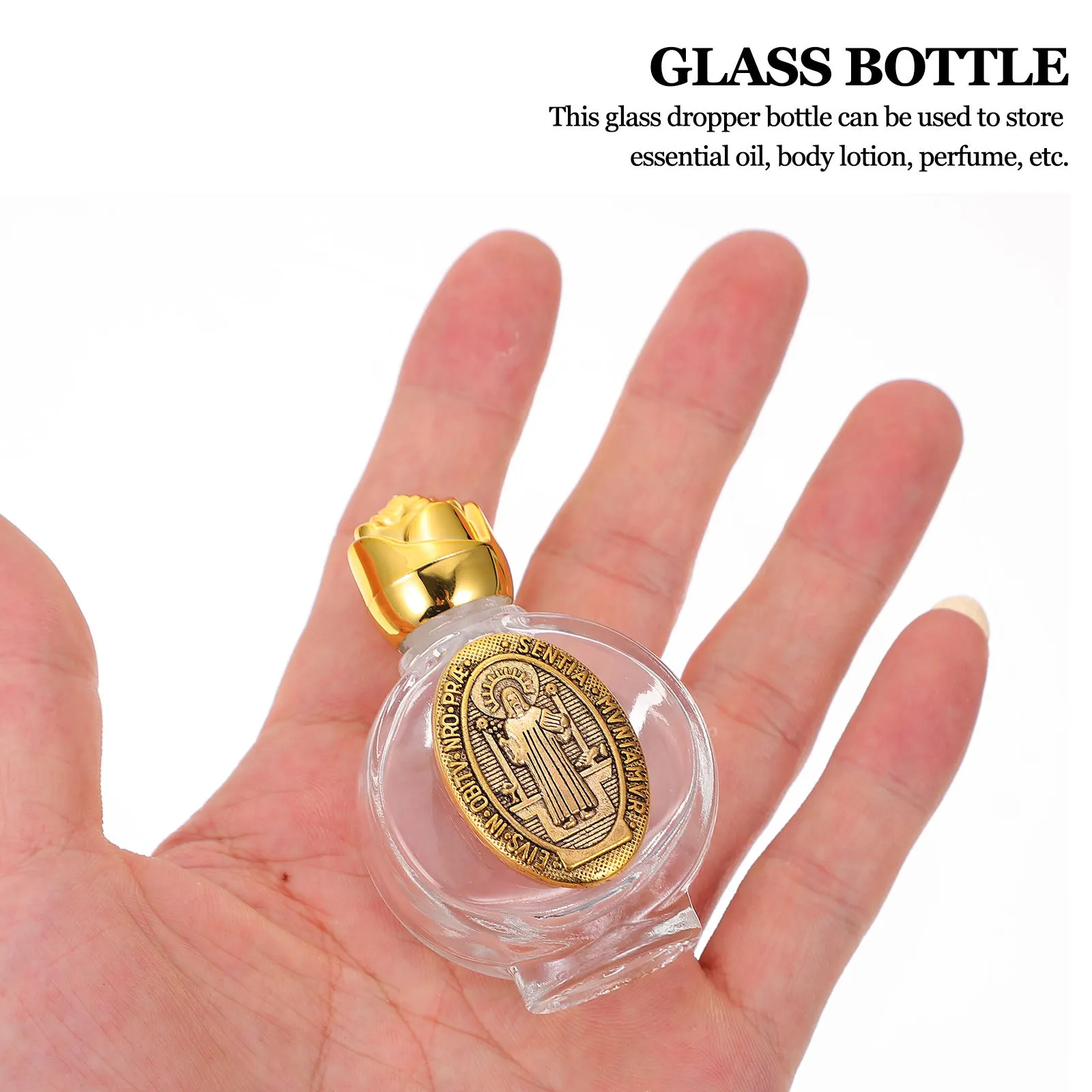 6Pcs Small Glass Perfume Bottles Leakproof Refillable Chic Religious Design Essential Oil Container Perfume Bottle