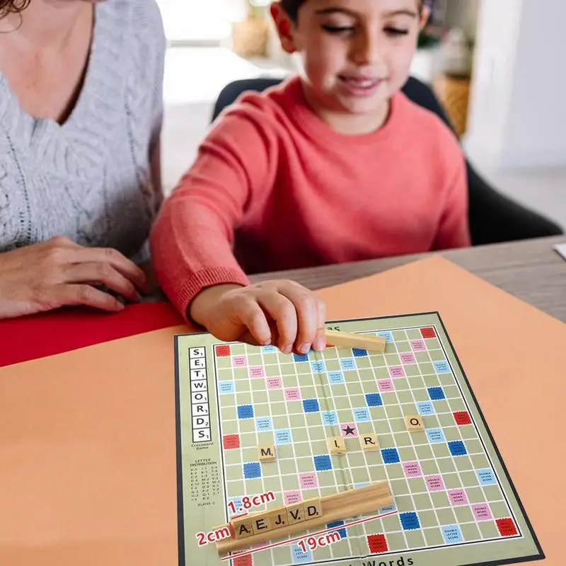 Words Leaning Board Chess Wooden Word Spelling Board Chess Game Family Game Nights Joy Parent-Child Interaction Board Chess For