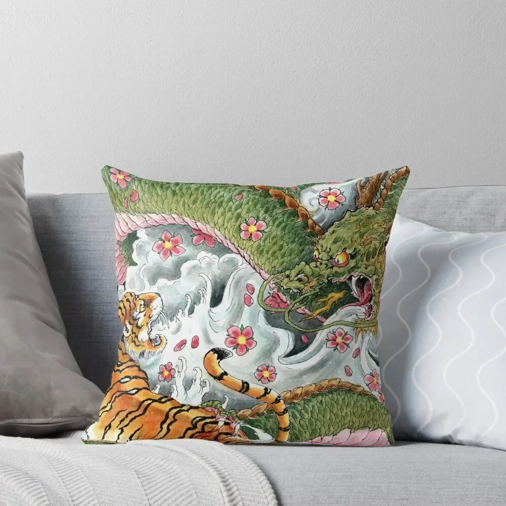 

Japanese Tattoo Duel Throw Pillow Pillow Case Sofa Covers For Living Room pillow