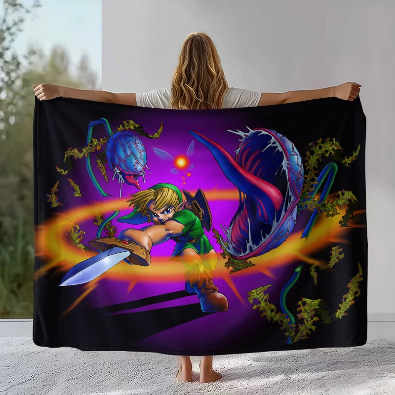 Retro Z-Zelda Cartoon Link Games Flannel Blanket,Ultra Soft Warm Plush Throw for Home Bedroom Bed Sofa Cover Camping Picnic kid