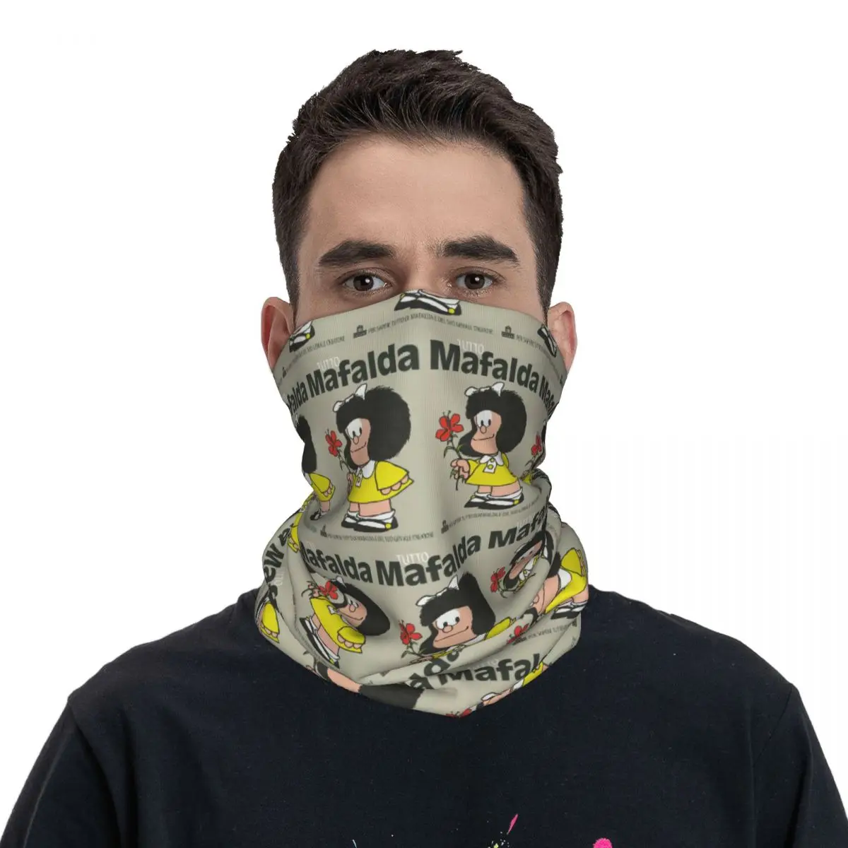 Tutto Mafalda Neck Gaiter Printed Unisex Face Mask Scarf Warm Headband Hiking Windproof