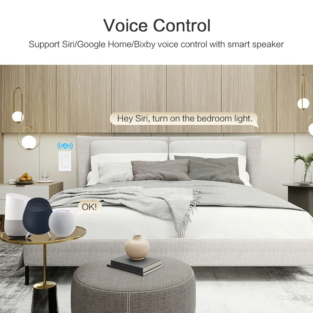 Zemismart Matter Over WiFi US interruptor de luz de pared de 3 vías con soporte de marco Homekit Google Home SmartThings Control de asistente de hogar