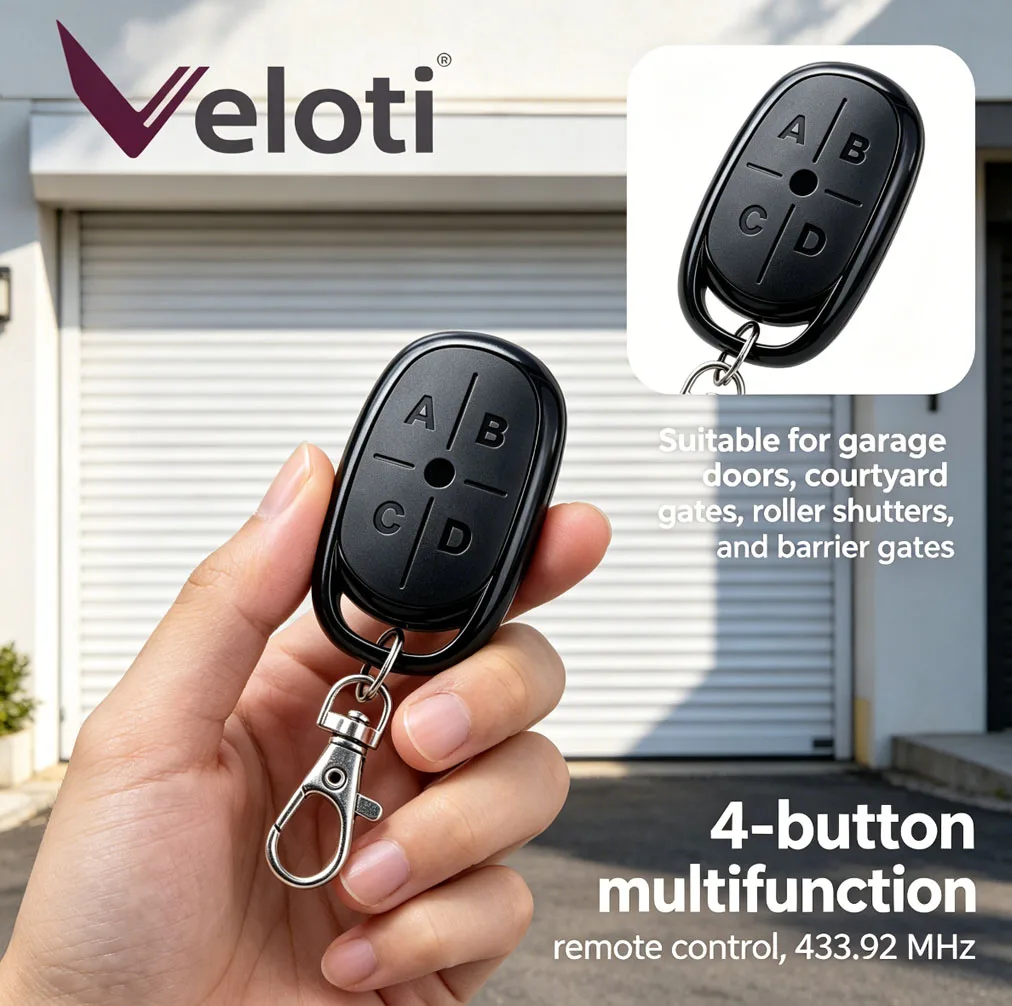 10pcs Veloti Access Control Remote CR2032 Battery Included Garage Door & Courtyard Gate Controller