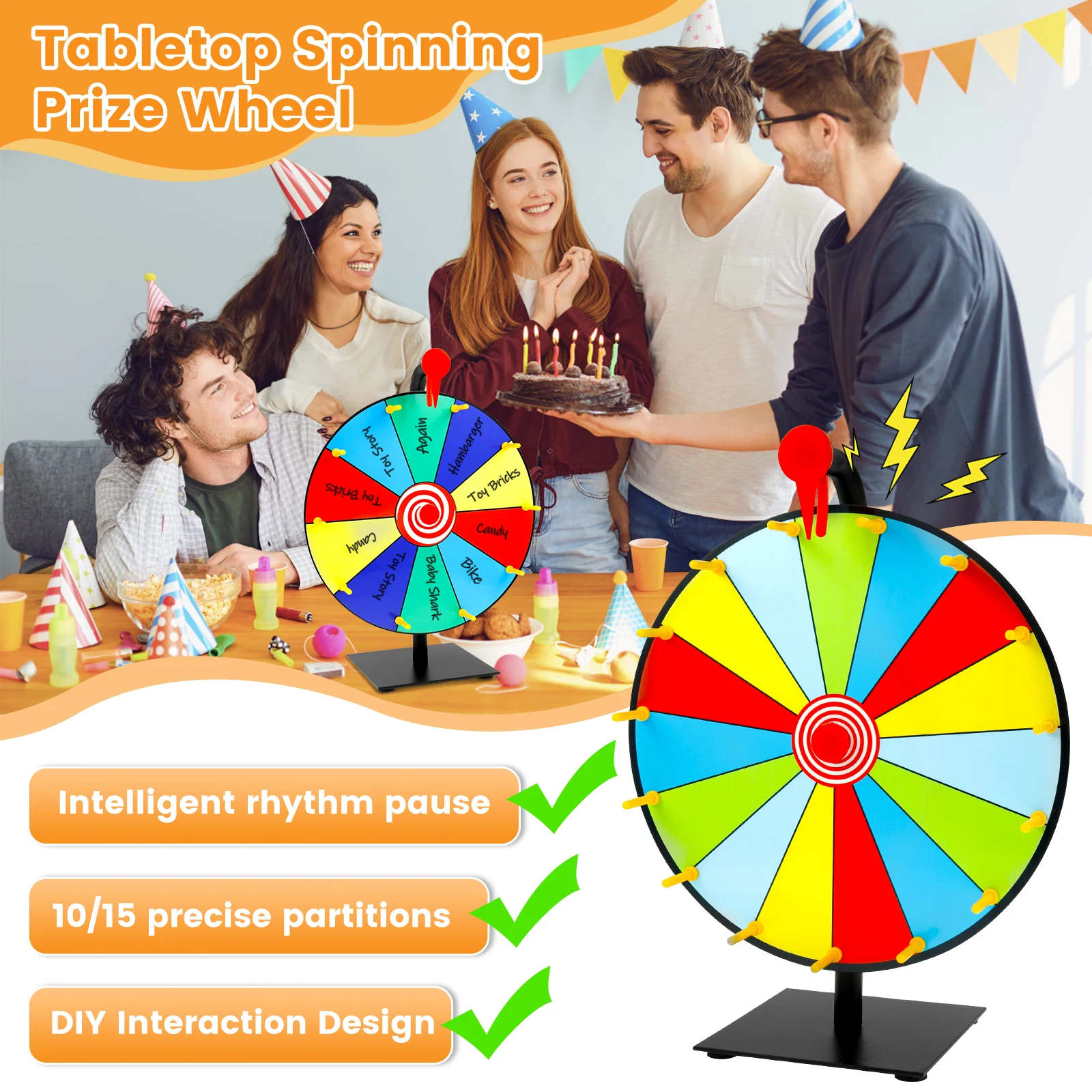 홈 무역 박람회 카니발을 위한 보드 지우개 및 펜 지울 수 있는 탁상용 룰렛 스피너가 있는 상금 휠 DIY 대화형 스핀 휠