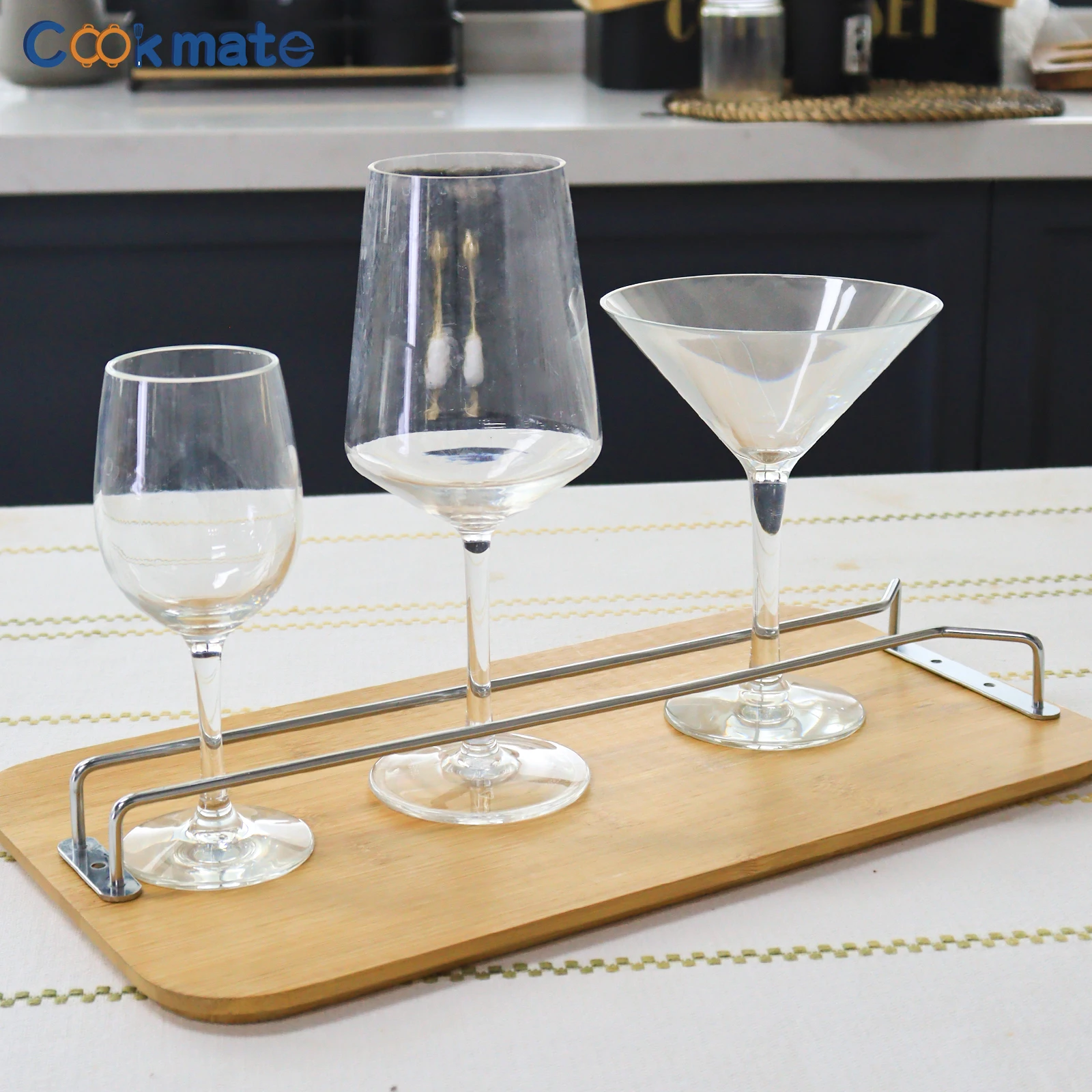 Stainless Steel Wine Glass Rack - Wall Mounted & Ceiling Hanging Goblet Holder, Space Saving Bar Kitchen Storage Organizer