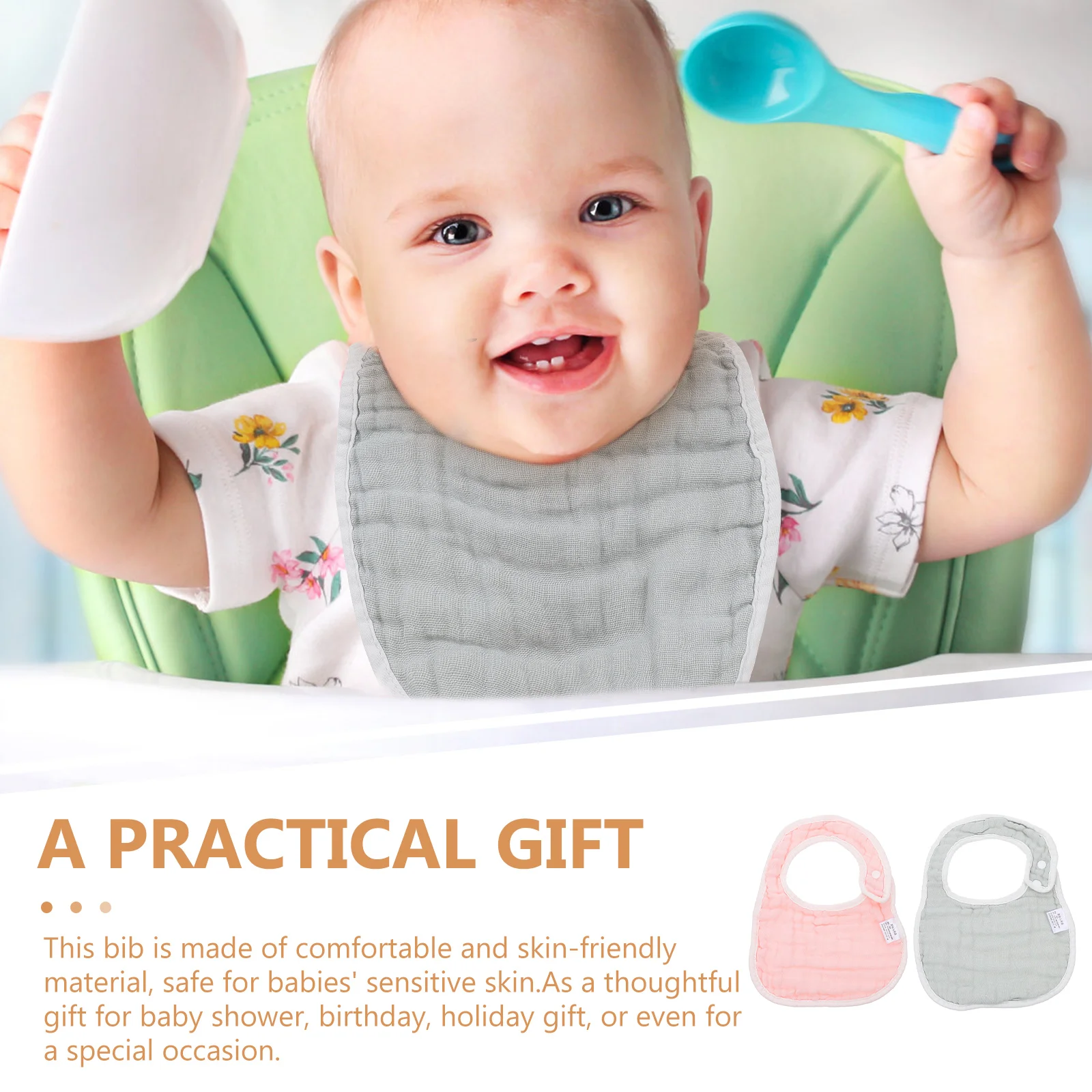 

2 шт. детские хлопковые нагрудники, мягкие впитывающие легкие детские U-образные нагрудники, защитные слюнявчики для детей 0-6 месяцев, кормление еды