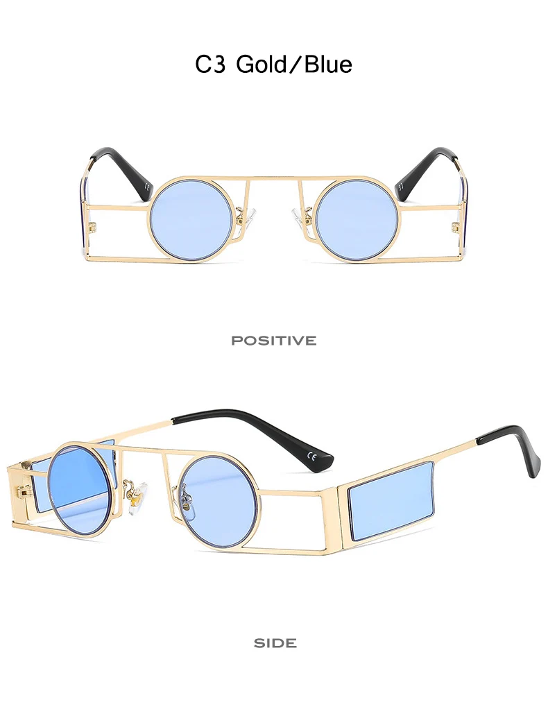 OEC CPO Punk Herren Runde Sonnenbrille Vintage Damen Retro Runde Sonnenbrille Weibliche Einzigartige Metall Steampunk Brille UV400 Oculos – Detail 7