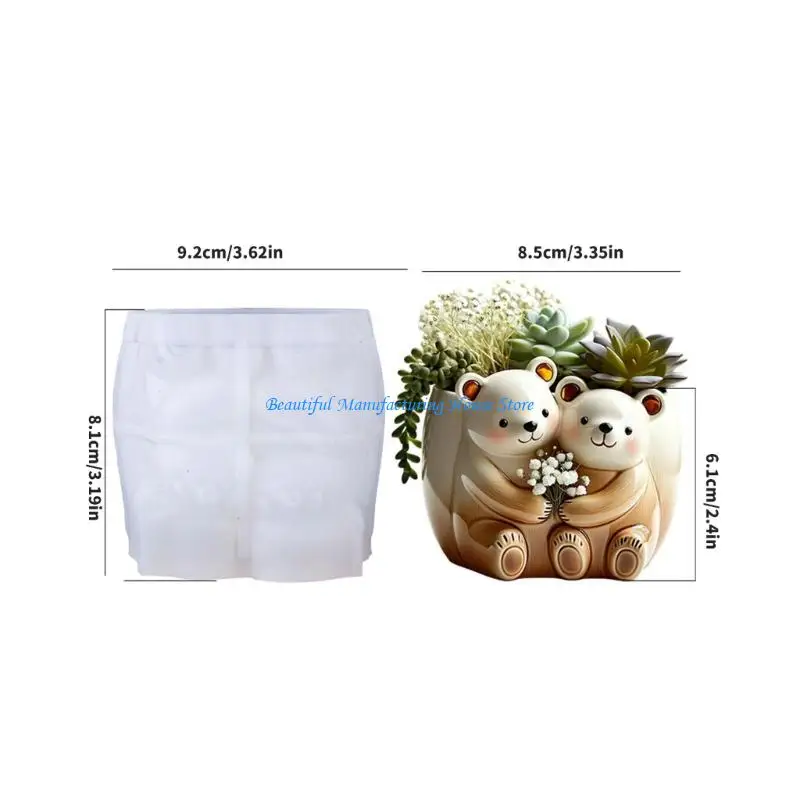 E56A قالب زارع الدب السيليكون المزخرف لسلاسل المفاتيح الحرفية الخرسانية الراتنج