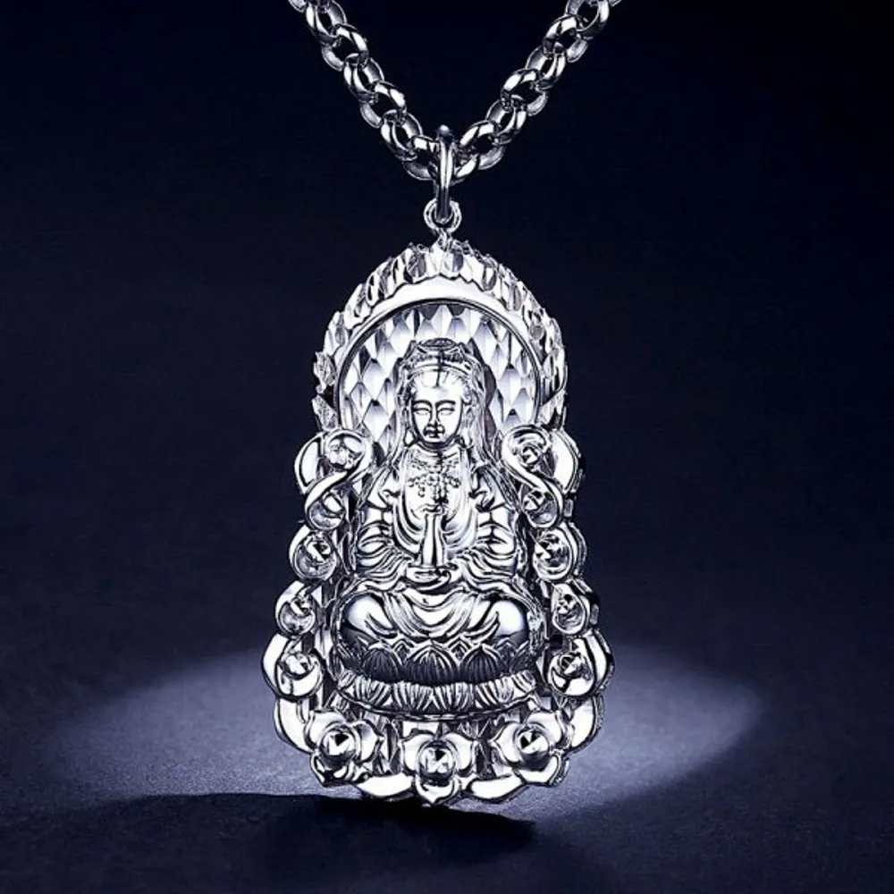 

Real Pure Platinum 950 Men Women Gift Lucky Flame Guanyin Pendant 10.3-10.5g