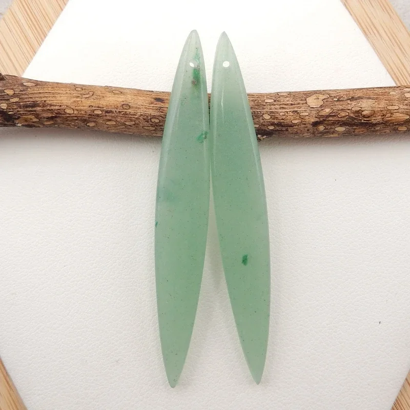 Natural Stone Gemstone Green Aventurine fashion Woman Long Shape Earrings bead Popular jewelry55x8x4mm6.4g