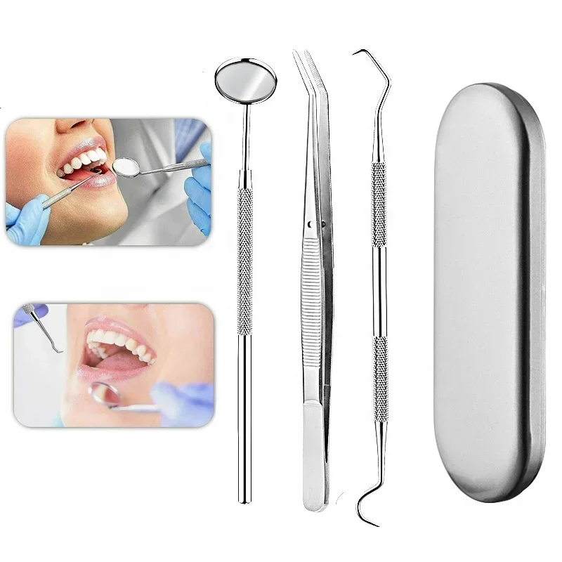 Best price Teeth  Kit Stainless Veneers for Teeth  Oral Exami Tools Dentist Sets Tooth Scraper Scaler Pick Mirror Instrument dis
