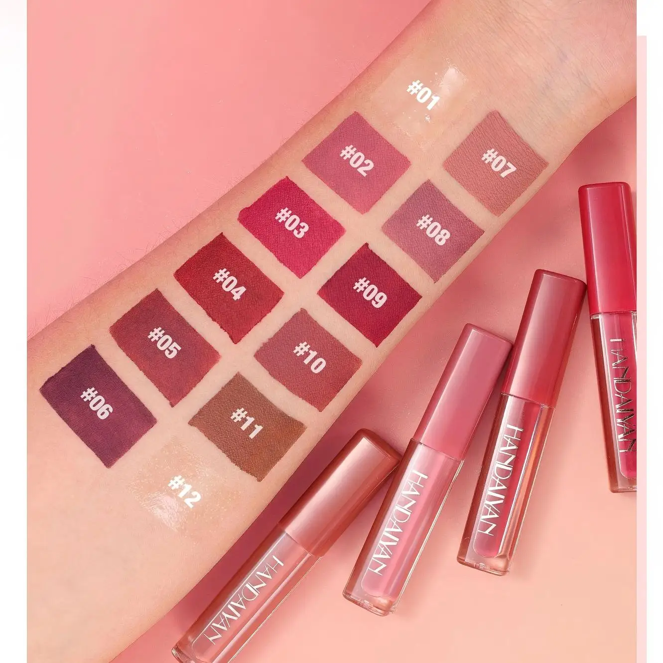 12 Pcs Matte Liquid Lipstick Set, Waterproof Long Lasting Lip Gloss, Non Transfer & Smudge Proof, Full Color Lip Makeup Kit