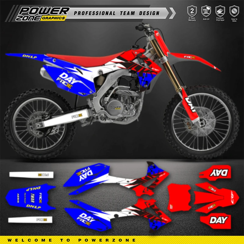 PowerZone Full Graphics Background Decals Stickers Kit For HONDA 2014-2017 CRF250R 2013-2016 CRF450R Motorcycle Background 002