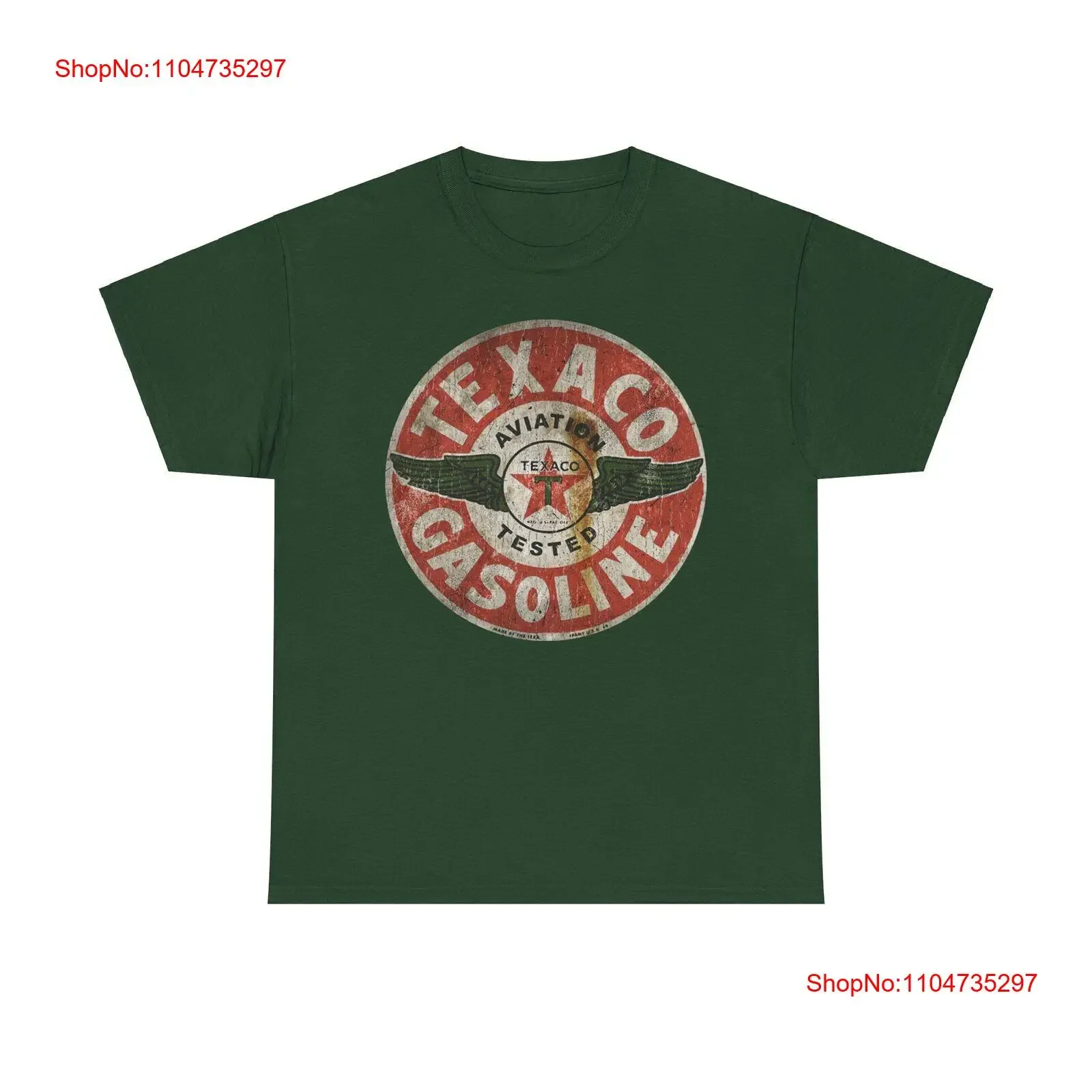 Texaco Aviation Tested Gasoline Sign 1902 Texas Oil Company T shirt vintage Washed Top For Everyday Wear streetwear Versatile
