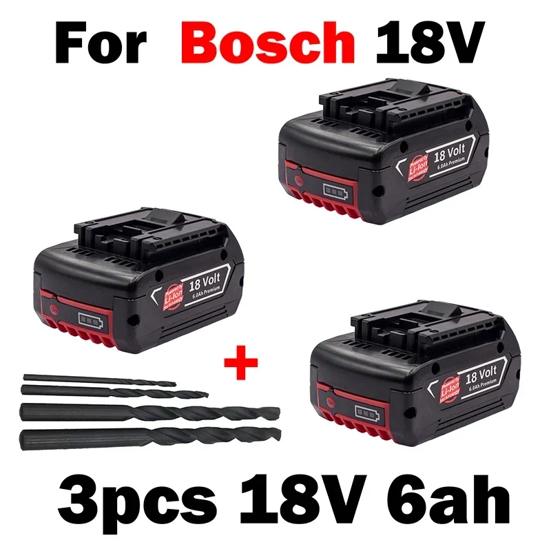 

18V 6.0A Rechargeable 18650 Li-Ion Battery For Bosch 18V Power Tool Backup Portable Replacement BAT609 Indicator Light