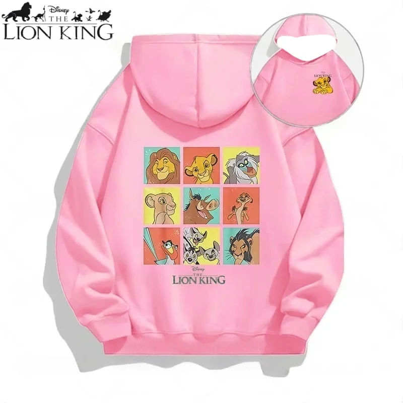 25/26 Disney Series Lion King Series Sweet Cool Street Otoño/Invierno Sudadera con capucha de talla grande para mujeres, adultos y niños, ropa misma