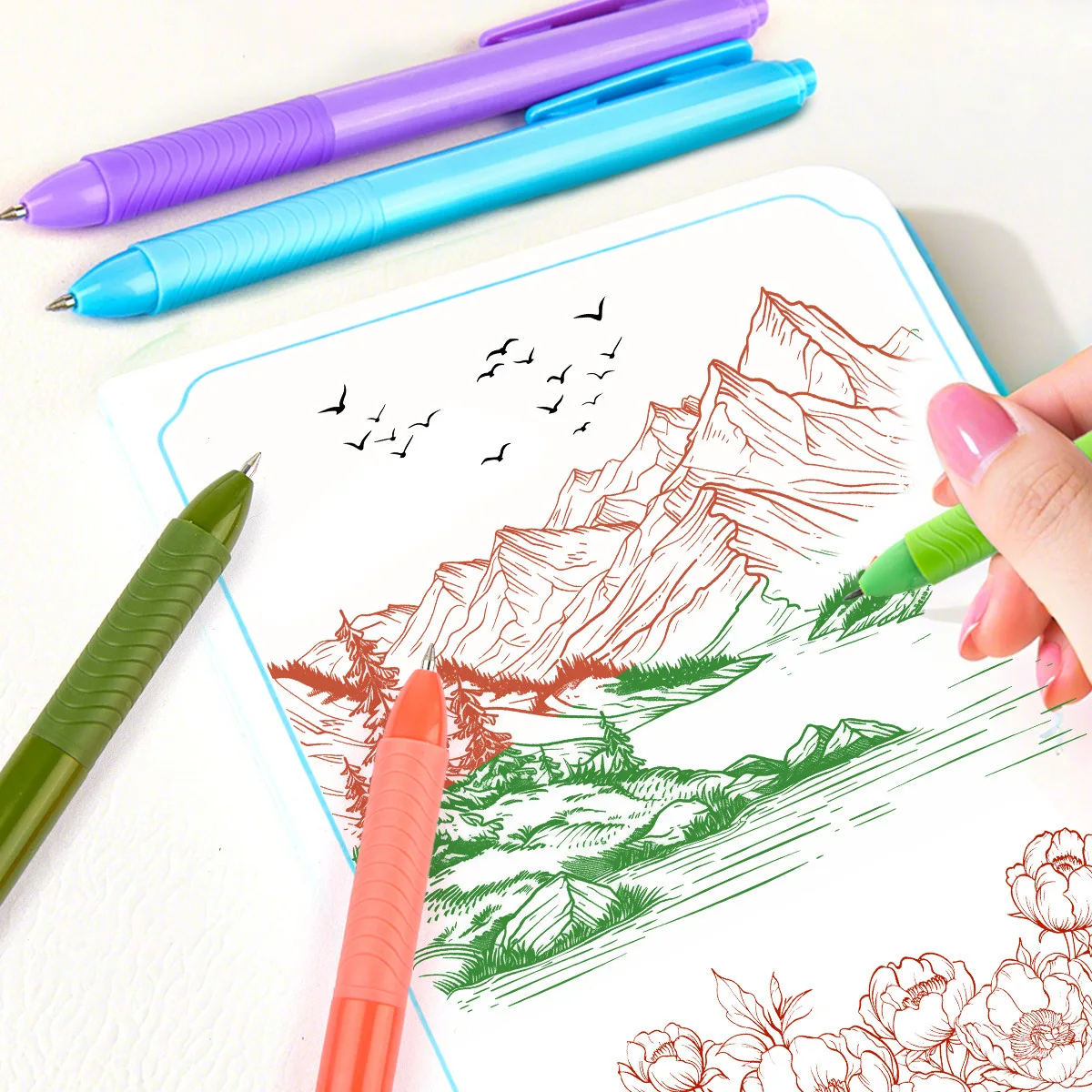 Retractable Gel Ink Pens,0.5mm Extra Fine Point Tip,Journaling Smooth Writing Note Taking Coloring No Bleed&Smear Smudge Drawing