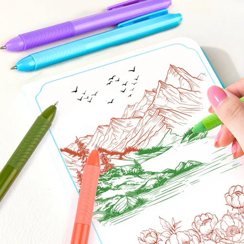 Imagen 2 del producto Bolígrafos de tinta de gel retráctiles, punta de punta extrafina de 0,5 mm, diario de escritura suave, toma de notas para colorear, sin sangrado ni desgarro, dibujo de manchas