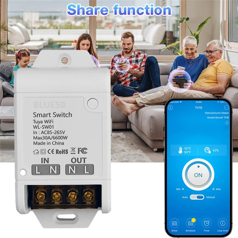 TKOH-WIFI Smart Switch 30A High Power App Remote Home Automation Socket Voice Lamps And Lanterns Smart Home