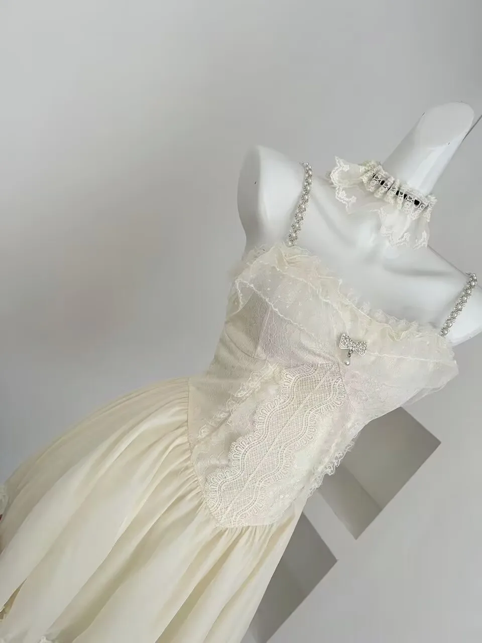 Women Aesthetic Elegant Sexy Style Off White Strap Lace Chiffon Dresses Cutecore Shoujo Girl  Coquette Swan Dress Summer Clothes