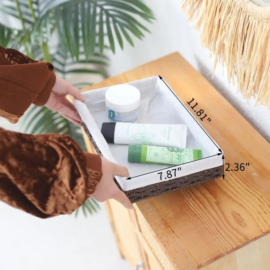 Paniers de rangement tissés en corde de papier, boîte de rangement délicate pour étagères, salle de bain, cuisine, salon, bureau, chambre à coucher. Marron