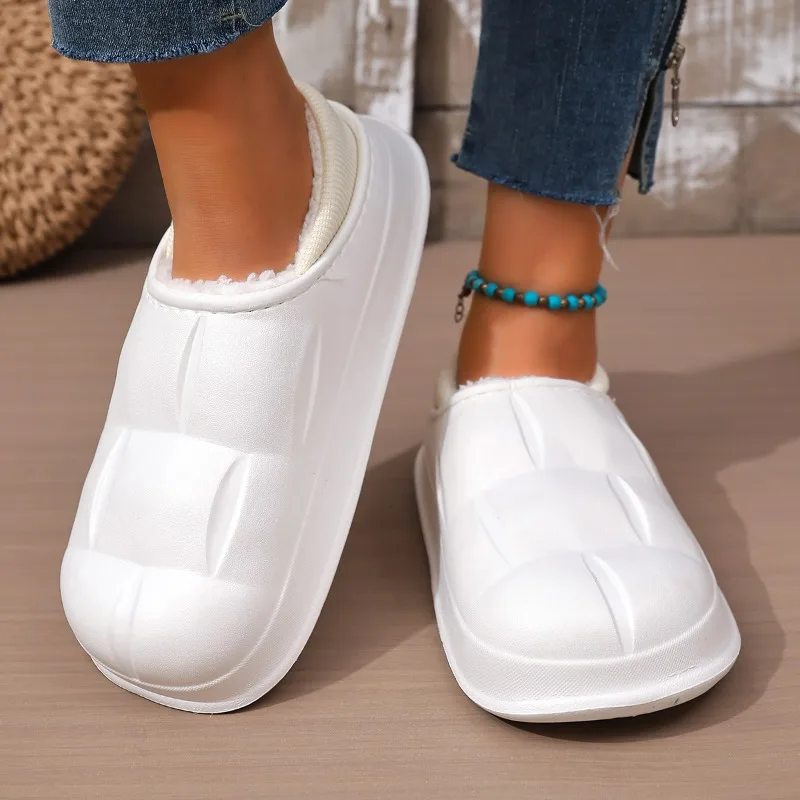 

2025 Winter Waterproof Covered Heel Cotton Shoes Women Comfortable Non-slip Home Women's Boots Casual Plush Warm Cotton Slippers