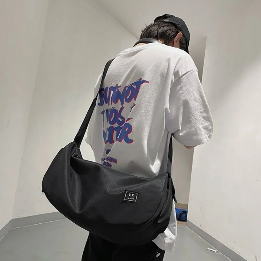 

Повседневная нейлоновая сумка через плечо большой емкости Harajuku, однотонная холщовая сумка для пельменей, корейский стиль, спортивная сумка через плечо для мужчин