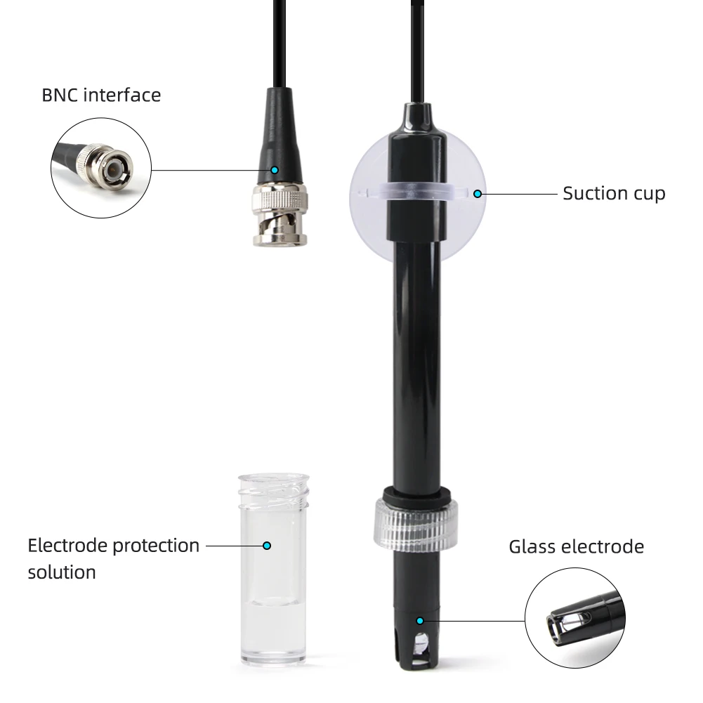 PH-201 PH Replacement Probe Aquarium Hydroponic Laboratory Electrode PH Meter Probe BNC Connector PH Meter Potential Test Sensor