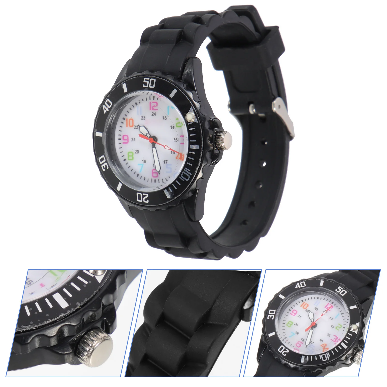 ساعة تناظرية بسوار من السيليكون الناعم تتوهج في الظلام وقت التعلم لساعة المعصم هدية عيد الميلاد والكريسماس #1