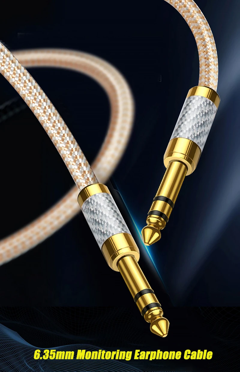 

Luxury Edition 6.35mm Monitoring Earphone Cable for Mixer loudspeaker box Sound recorder Monitor Headphones