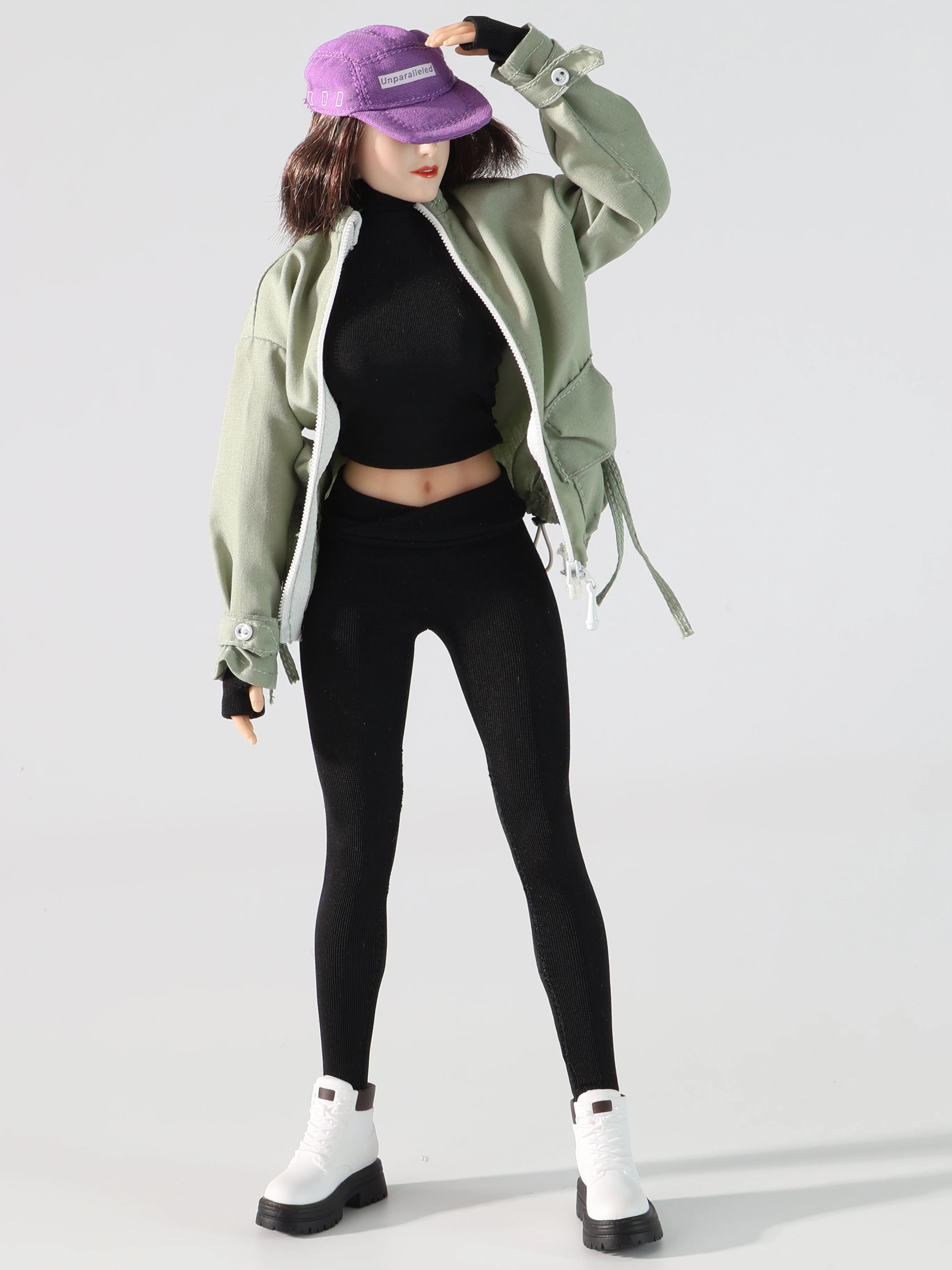 1/6 Maßstab Weibliches Yoga-Outfit-Set mit Kapuzenjacke, Kleidung, Zubehör für 12-Zoll-Weibliche Actionfiguren-Körper – Detail 1