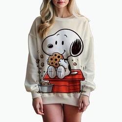 Woman's Hoodie New Autumn/Winter Fashion Y2K Snoopy cartoon print Sweatshirts Round Neck Coat Loose Long Sleeve Hatless Hoodie