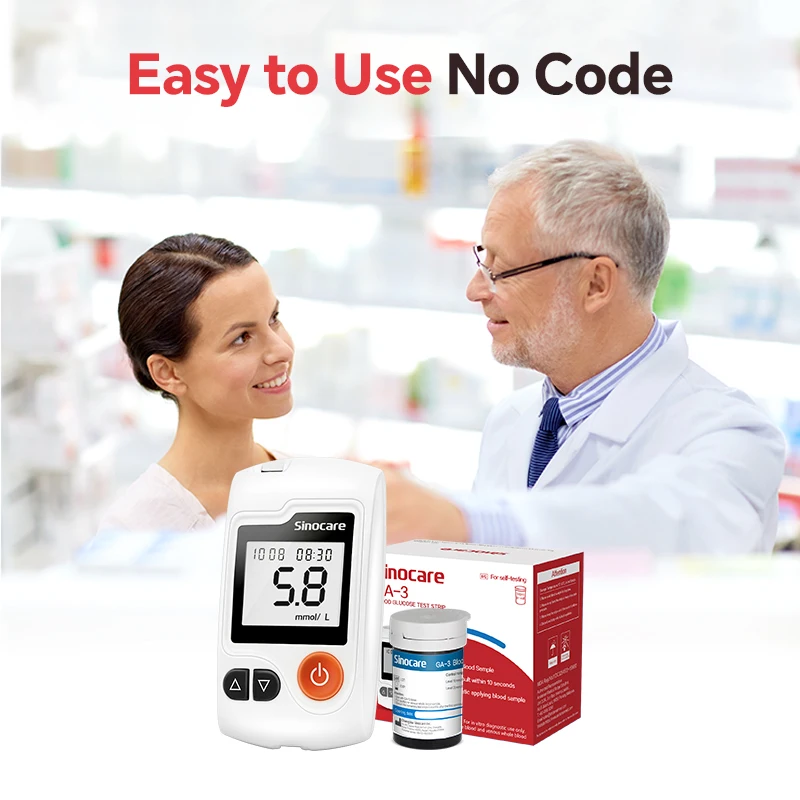 Sannuo Sinocare GA-3 medidor de glucosa en sangre glucómetro dispositivos médicos para Diabetes con tiras reactivas lancetas medidor de azúcar en