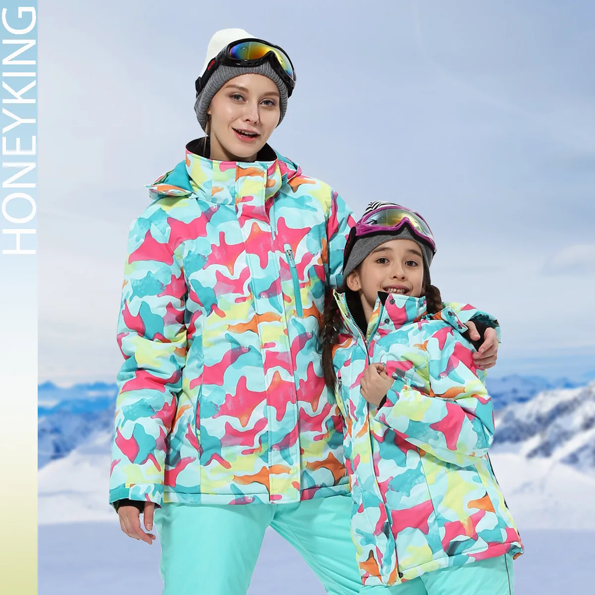 HONEYKING Kids Ski Outwear Winter Warm Windproof Outdoor Sports Snow Jackets Girls Snowboard Coat For Ski Clothing Equipment