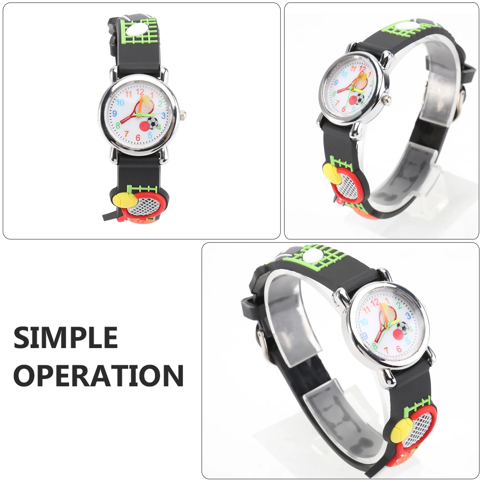 ساعة مضرب تنس ثلاثية الأبعاد متعددة الوظائف كوارتز ساعة يد بحزام مريح وإبزيم متين وتصميم فريد هدية العيد